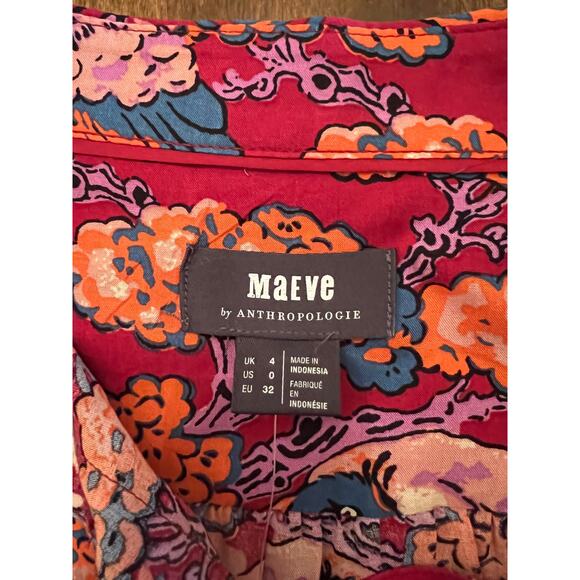 NEW Maeve Anthropologie Women's Darla Printed Button Down Blouse Size 0 - Picture 4 of 11